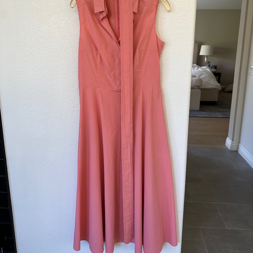Akris Punto Belted Midi Dress, Coral, Size 6 - Picture 5 of 9